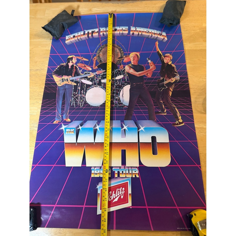 Vintage 1982 The Who Tour Poster Schlitz Rocks America Rock Band 20x30 Man Cave - Picture 8 of 9